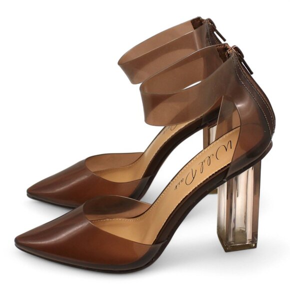 Wild Pair Womens Mocha Brown Translucent Ankle Strap Padded Dellie Pointed Toe B - Picture 6 of 7